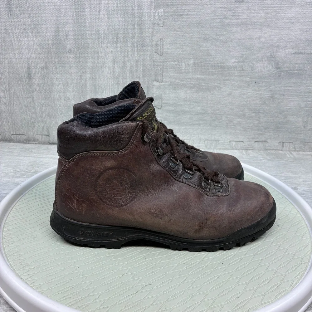 Vintage La Sportiva Skywalk Hiking Mountaineer Boots Mens 43 Brown Leather Italy